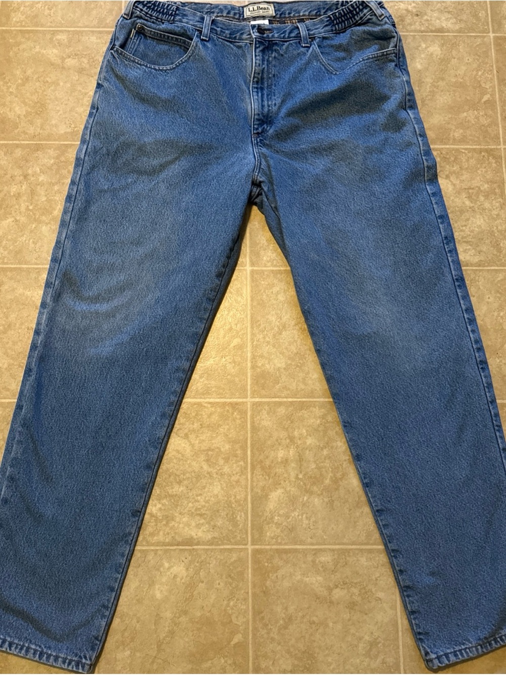 LL Bean classic fit straight flannel lined jeans
